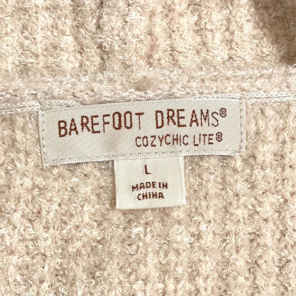 Barefoot Dreams CozyChic Lite Coastal Cardi Draped Open Front Sweater Bisque L